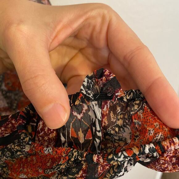 Lucky Brand Sheer Chiffon Peasant Top Ruffles Boho Womens Size Small FLAW - Picture 5 of 6